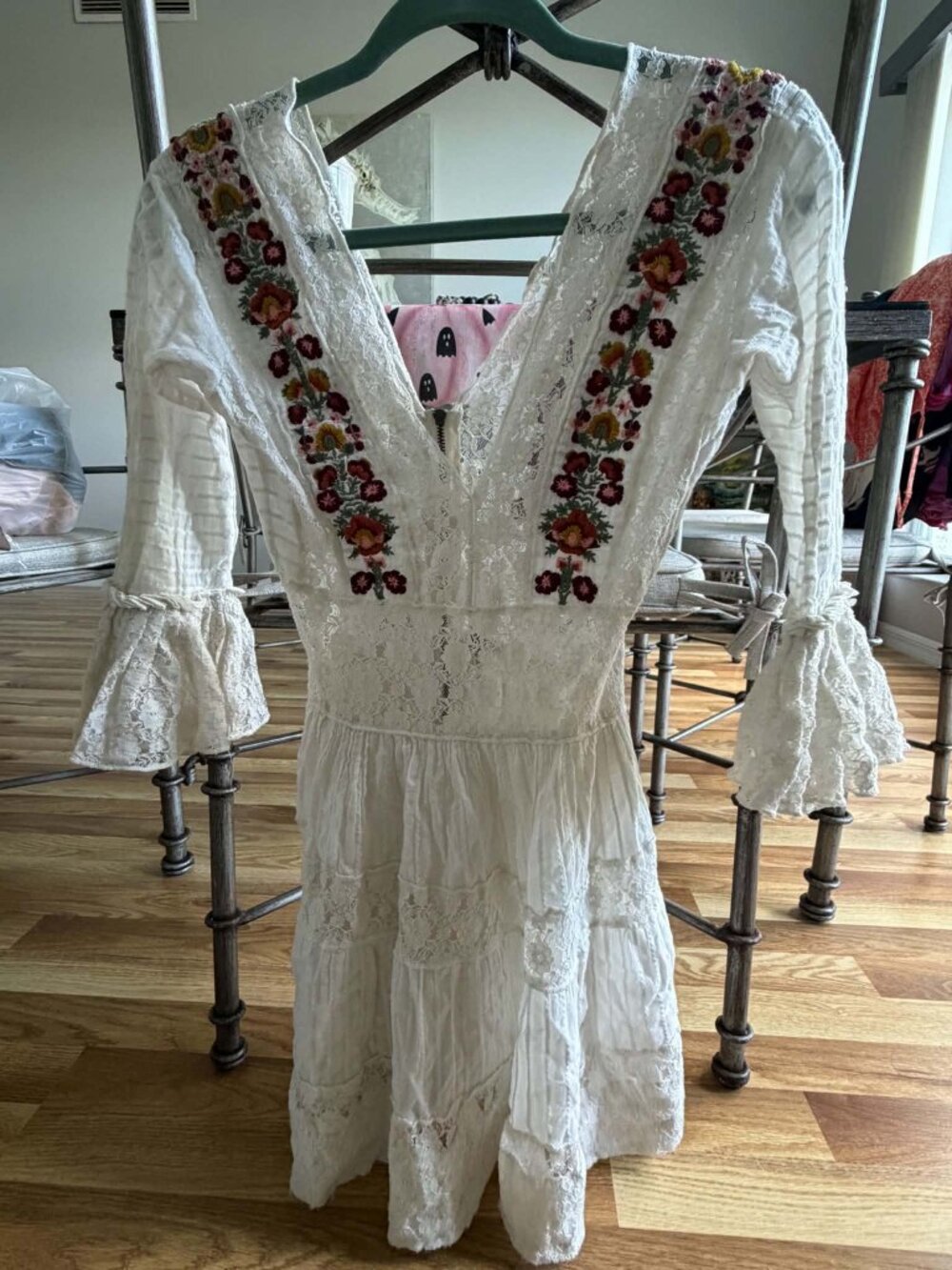FP One Free People Embroidered Lace Mini Dress Size 2